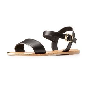 NWT Black Metal-Trim Flat Sandals